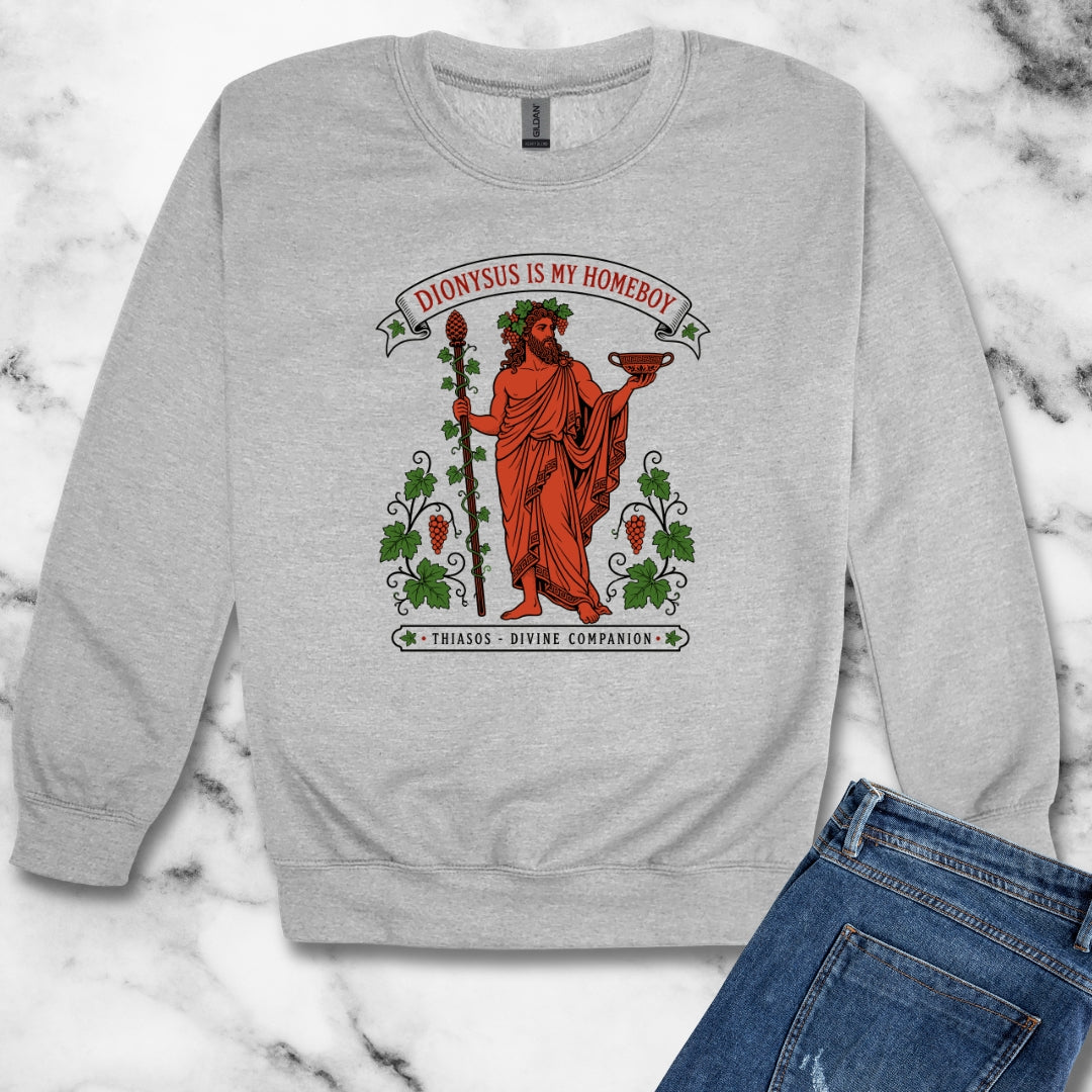 Dionysus is Homeboy Thiasos Unisex Heavy Crewneck Sweatshirt