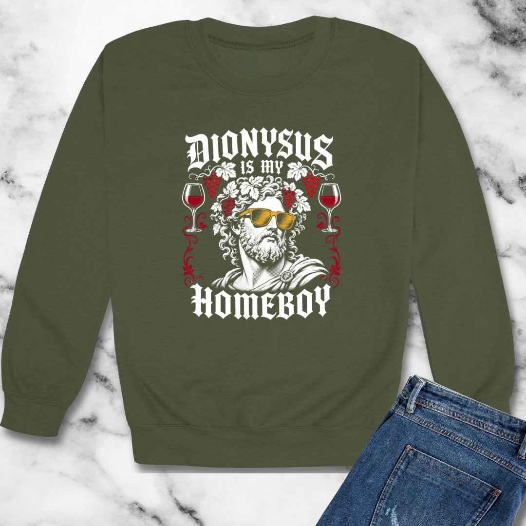 Dionysus is Homeboy Unisex Heavy Crewneck Sweatshirt