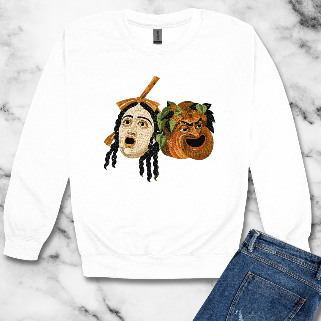 Theatre Masks Pompeii Mosaic Unisex Heavy Crewneck Sweatshirt