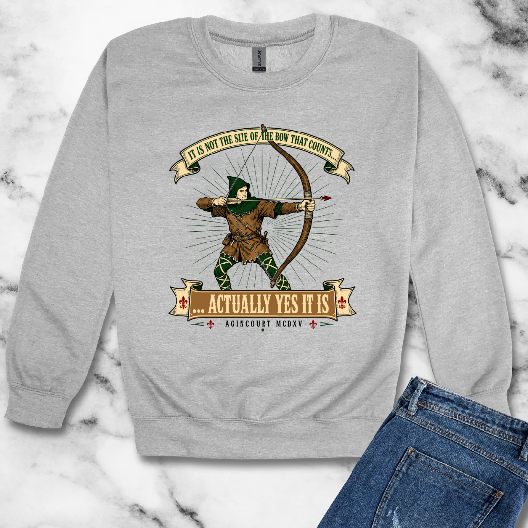 Size of the Bow Agincourt Unisex Heavy Crewneck Sweatshirt