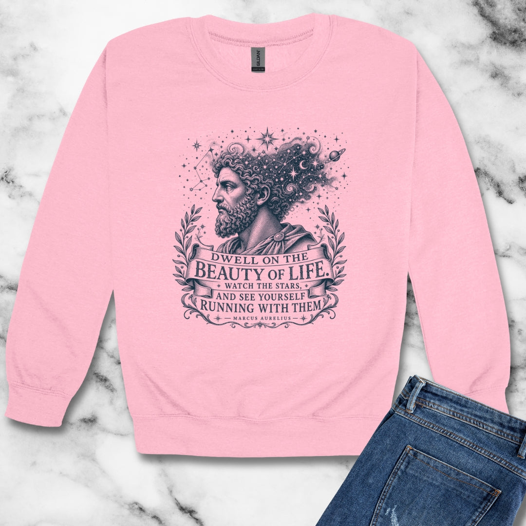Running with the Stars Aurelius Quote Unisex Heavy Crewneck Sweatshirt
