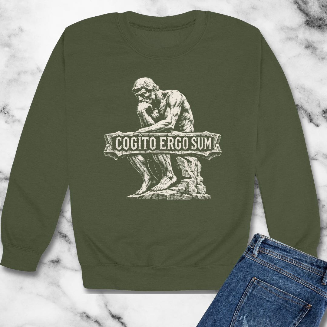 Cogito Ergo Sum Think Therefore I am Unisex Heavy Crewneck Sweatshirt