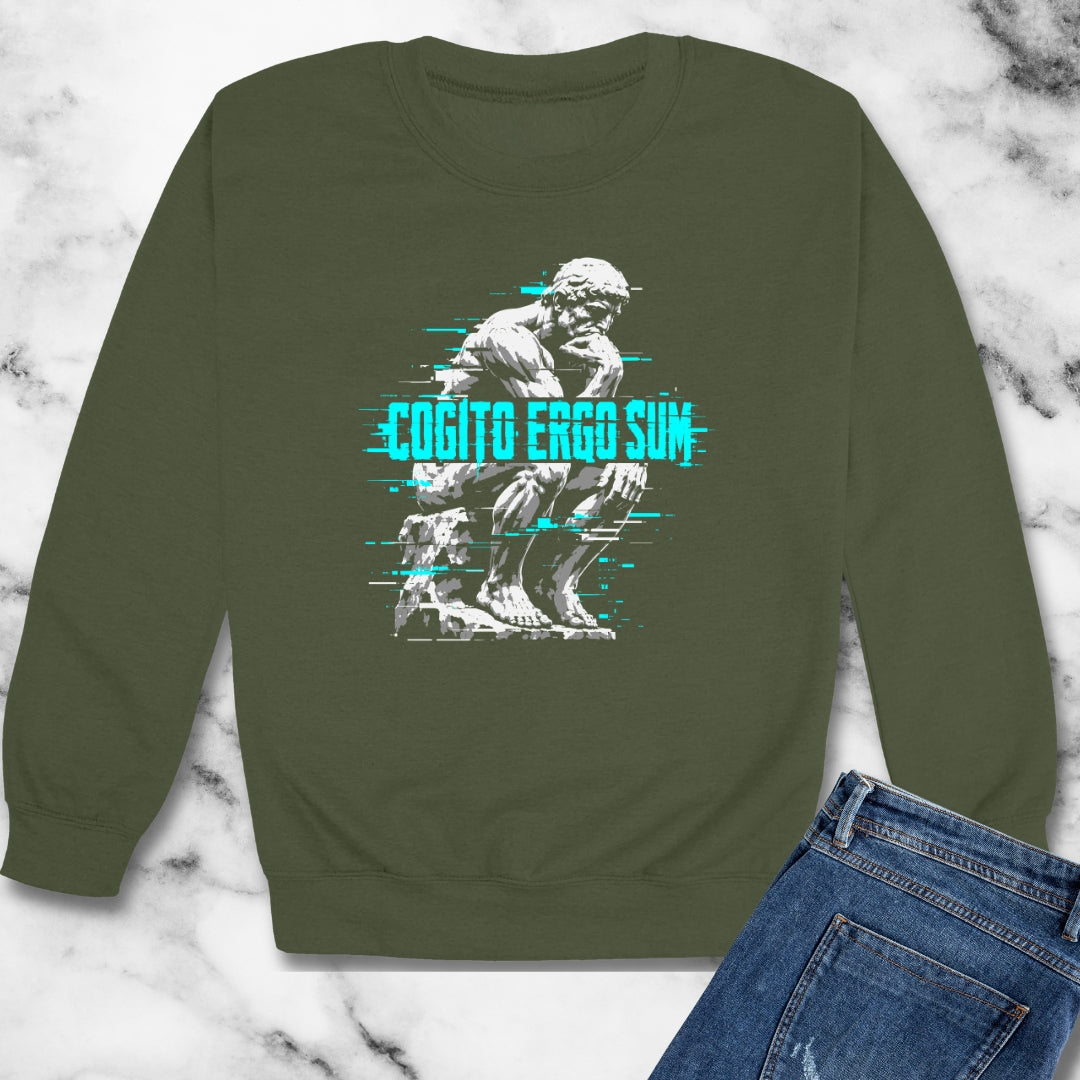 Cogito Ergo Sum Thinker Streetwear Style Unisex Heavy Crewneck Sweatshirt