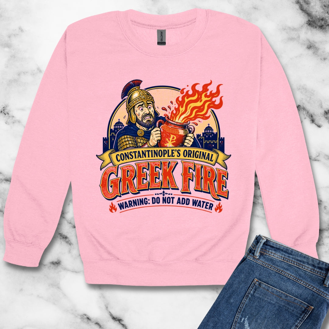 Byzantine Greek Fire Warning Unisex Heavy Crewneck Sweatshirt