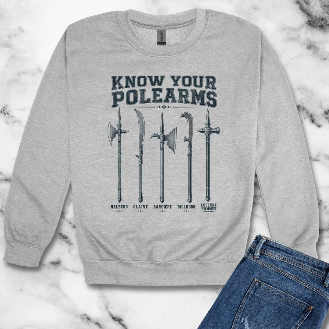 Know Your Polearms Medieval Weapons Unisex Heavy Crewneck Sweatshirt