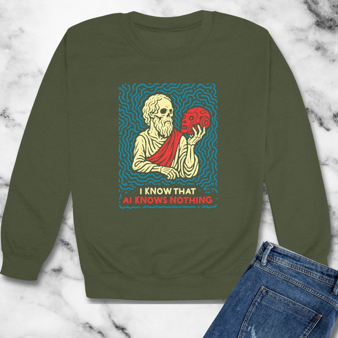 Socrates AI Knows Nothing Unisex Heavy Crewneck Sweatshirt
