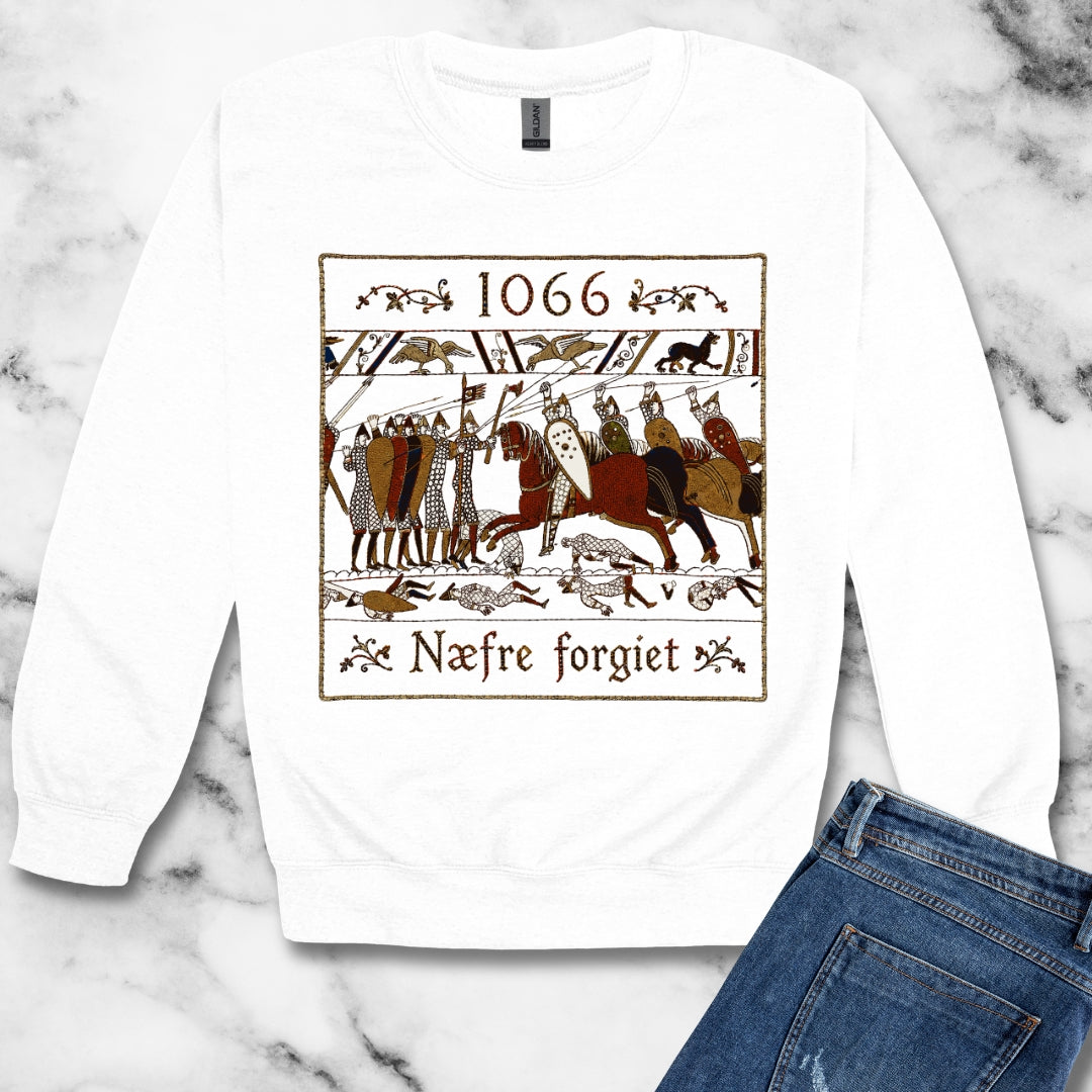 1066 Never Forget Old English Tapestry Unisex Heavy Crewneck Sweatshirt