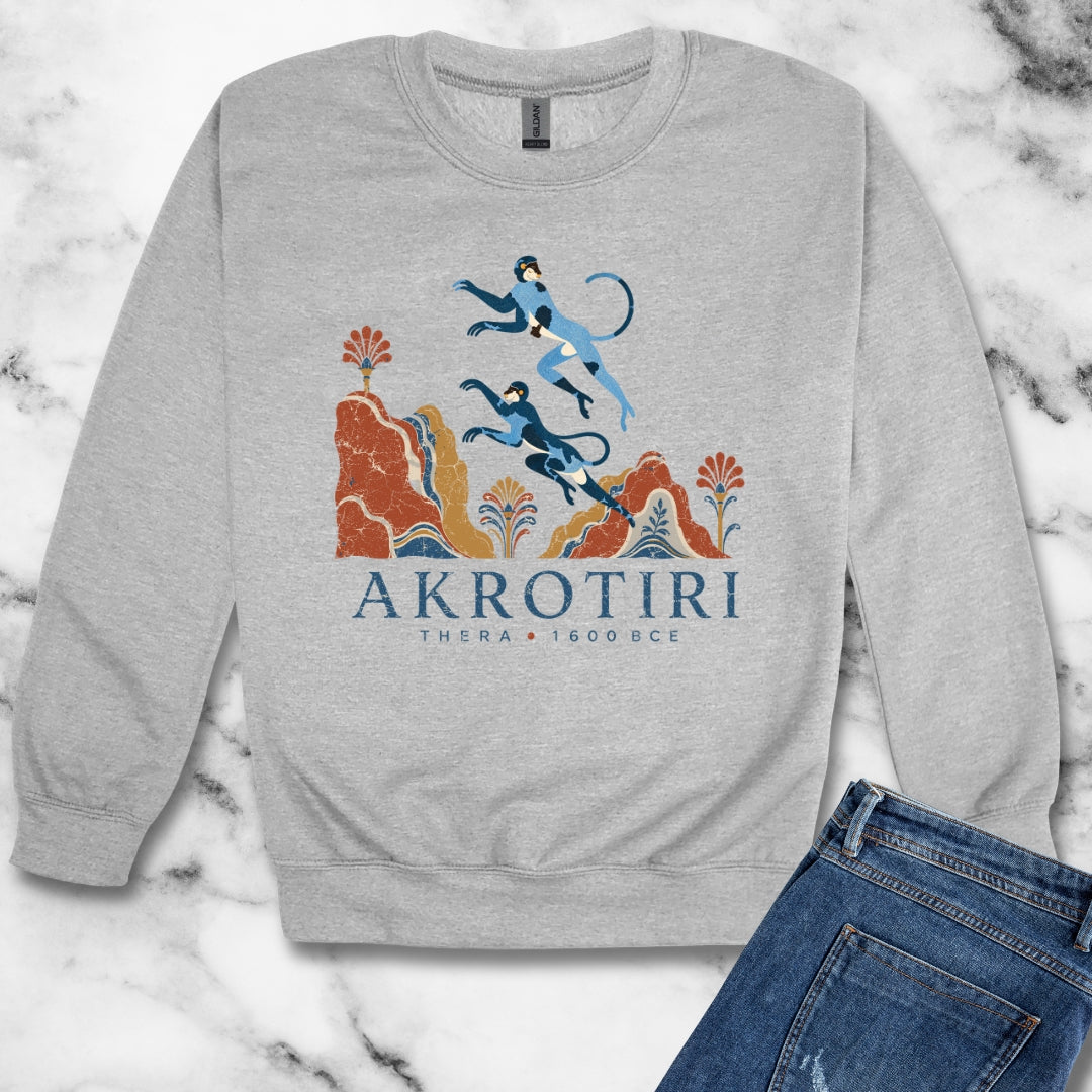 Blue Monkeys Santorini Akrotiri Unisex Heavy Crewneck Sweatshirt