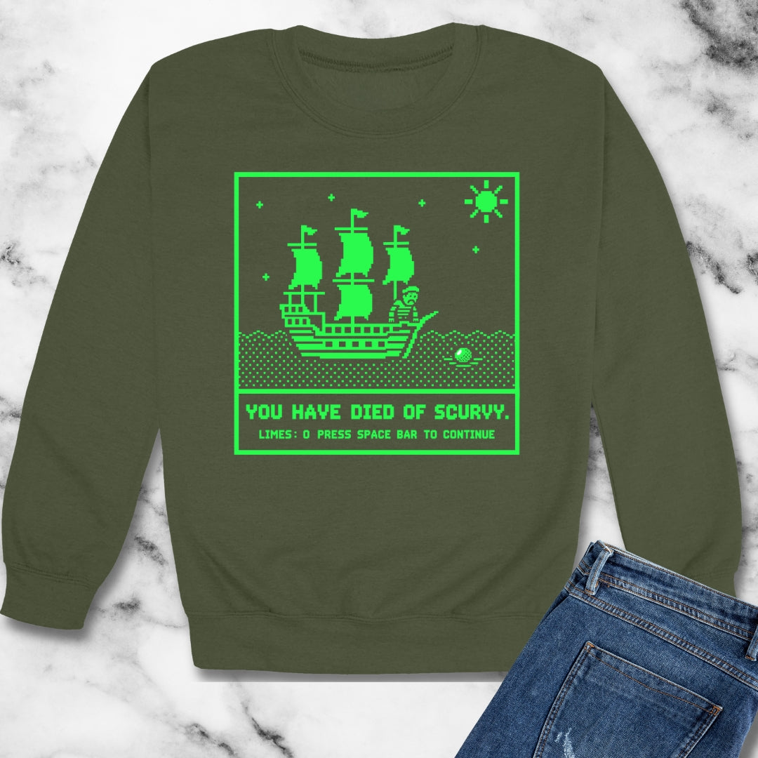 8 Bit Died of Scurvy Unisex Heavy Crewneck Sweatshirt