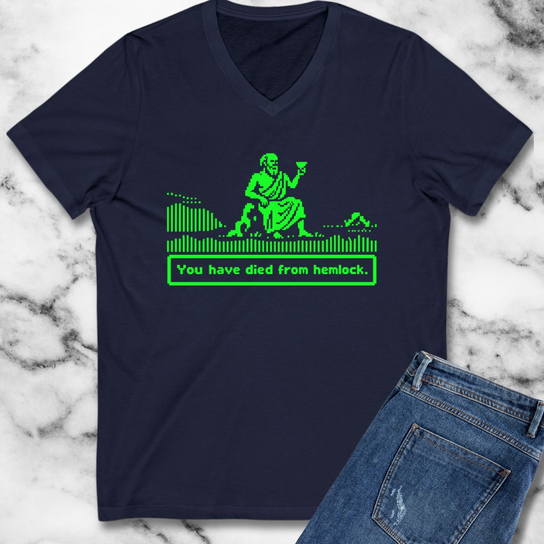 Socrates 8 Bit Dies from Hemlock V-Neck