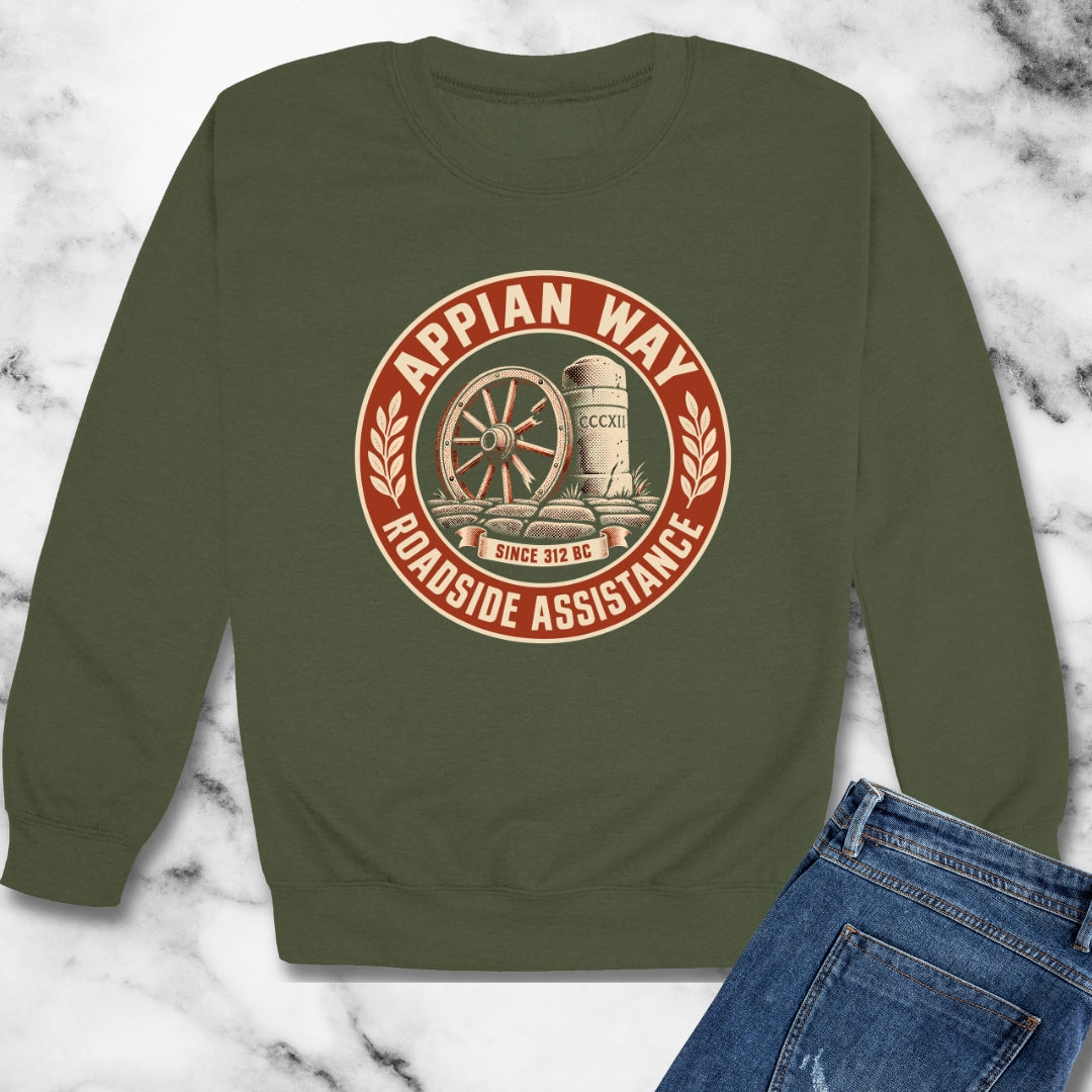 Appian Way Roadside Assistance Unisex Heavy Crewneck Sweatshirt