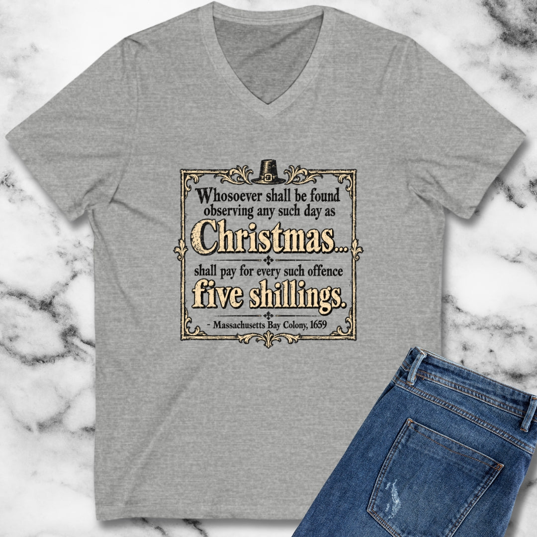 Christmas Banned in Massachusetts Bay Colony V-neck