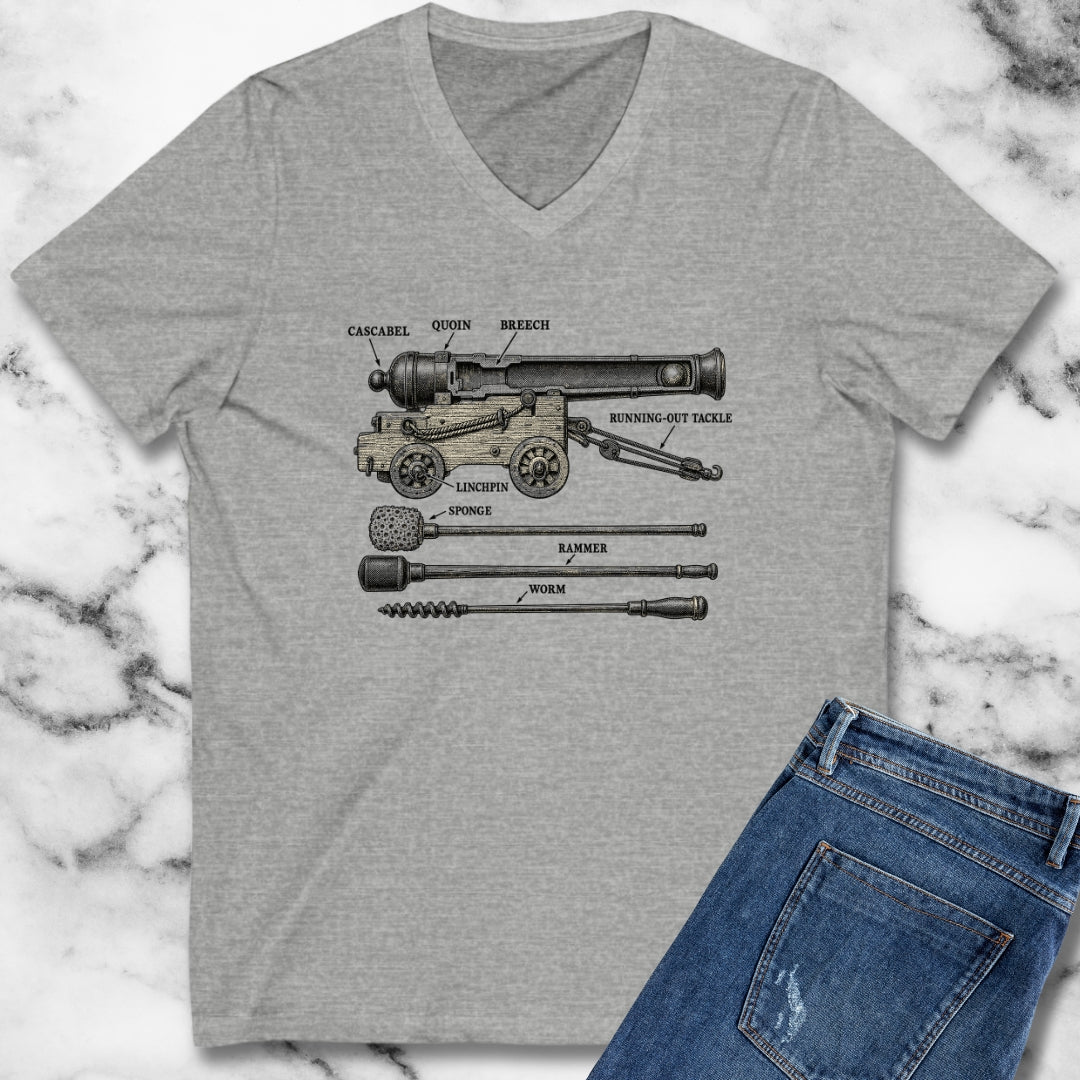 Naval Cannon Engraving Diagram V-neck