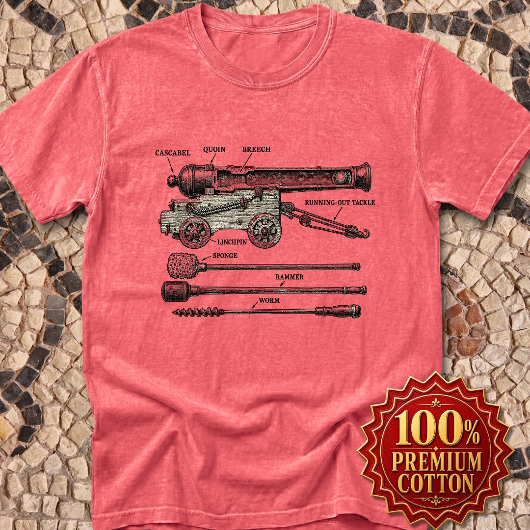 Naval Cannon Engraving Diagram Premium Tee