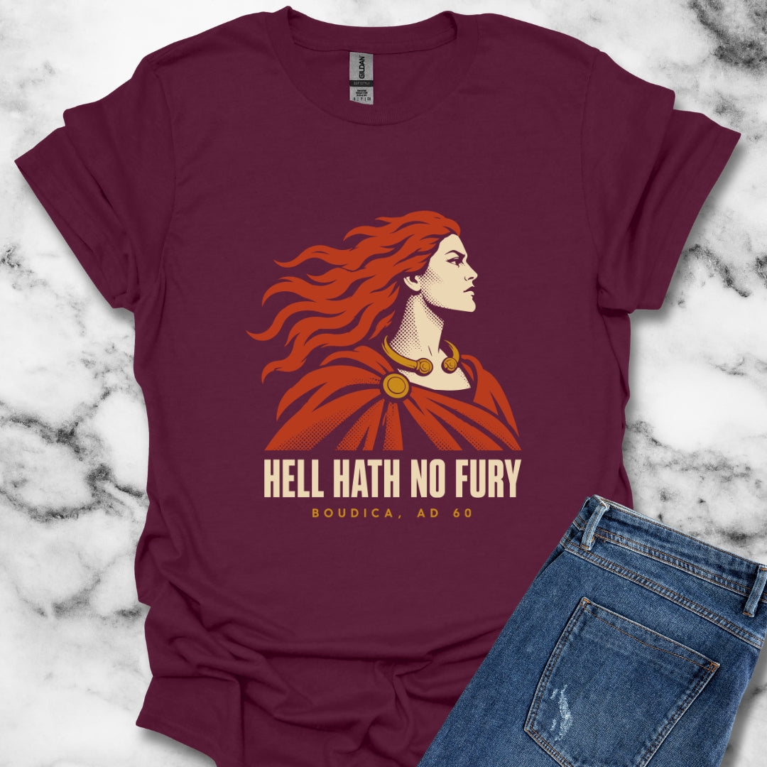 Boudica Hell Hath No Fury Flat Vector T-Shirt