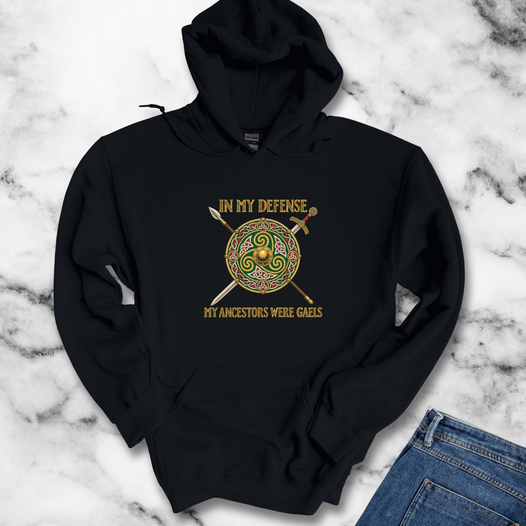 In My Defense Ancestors Were Gaels w/Shield Hoodie
