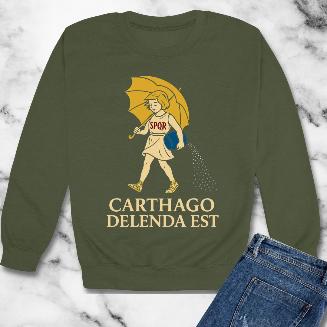 Carthago Delenda Est Morton's Salt Parody Logo Unisex Heavy Crewneck Sweatshirt
