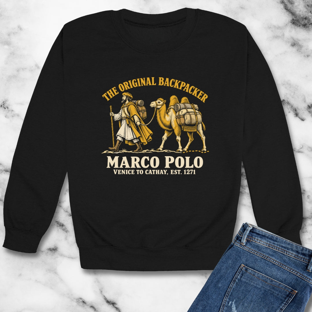 Marco Polo The Original Backpacker Unisex Heavy Crewneck Sweatshirt