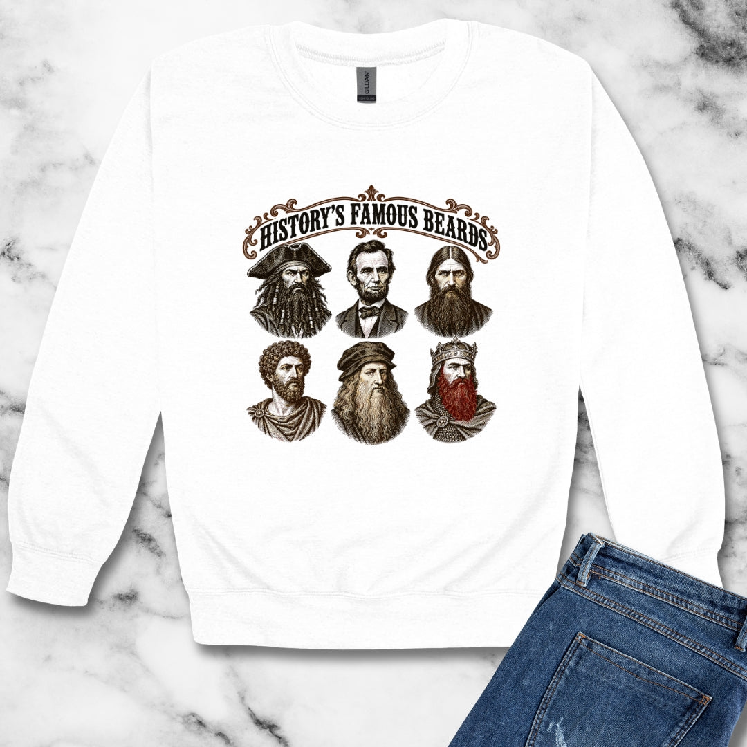 History's Famous Beards Engraving Unisex Heavy Crewneck Sweatshirt