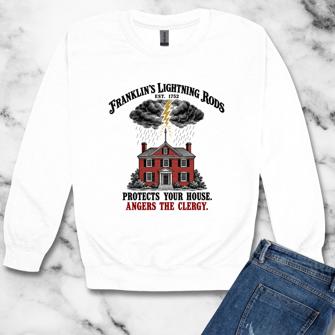 Franklin's Lightning Rods Unisex Heavy Crewneck Sweatshirt