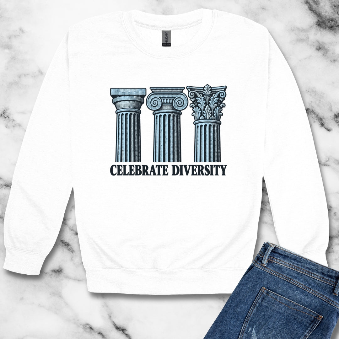 Celebrate Diversity Engraved Columns Unisex Heavy Crewneck Sweatshirt