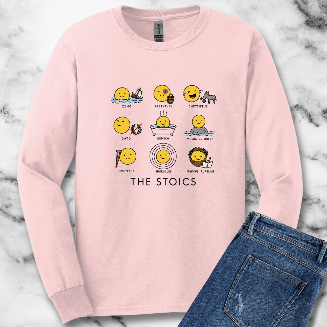 Stoic Smiley Philosophy Grid Unisex Long Sleeve Tee