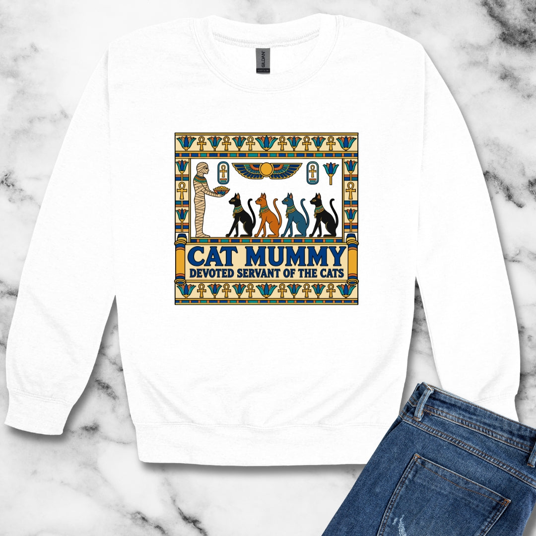 Cat Mummy Devoted Servant of the Cats Unisex Heavy Crewneck Sweatshirt