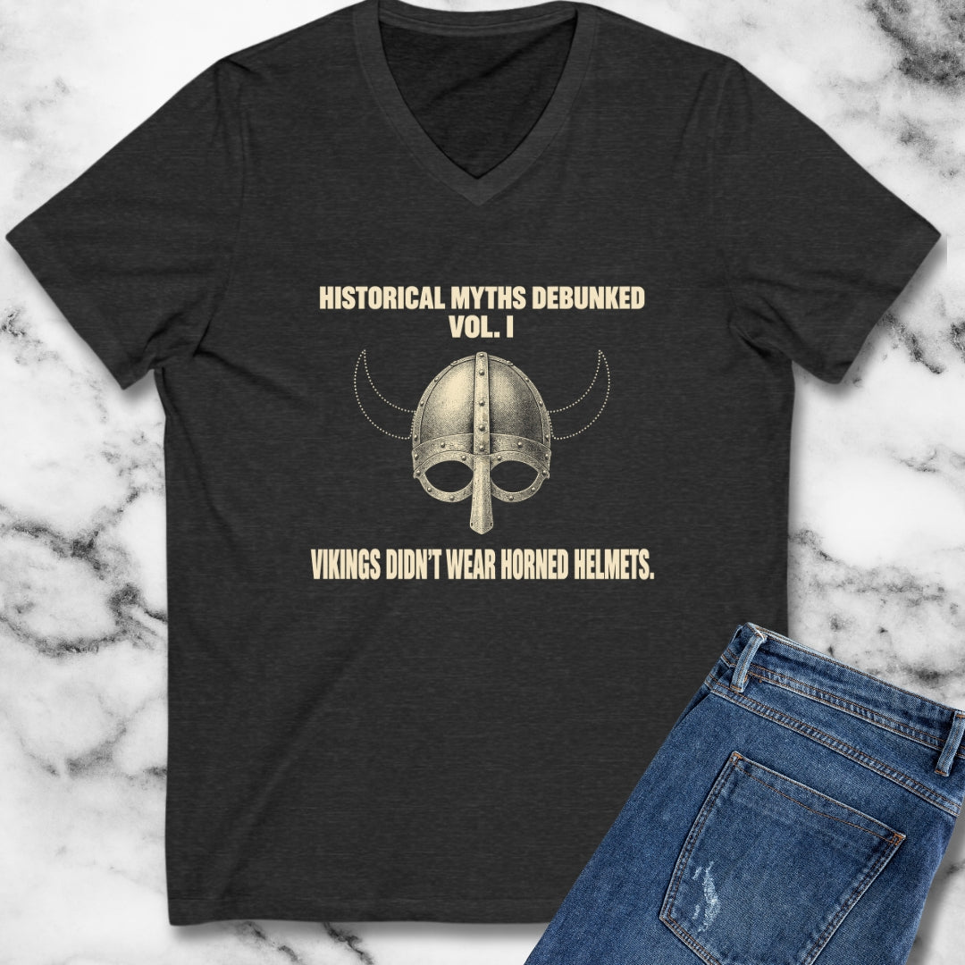 Historical Myths Debunked Vol I Viking Helmets V-Neck