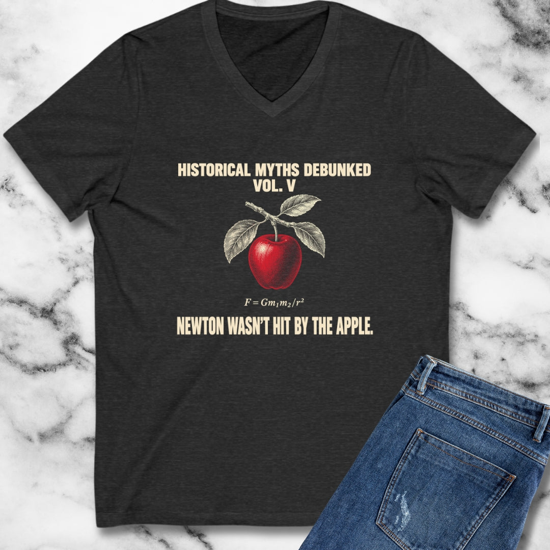 Historical Myths Debunked Vol V Newton Apple V-Neck