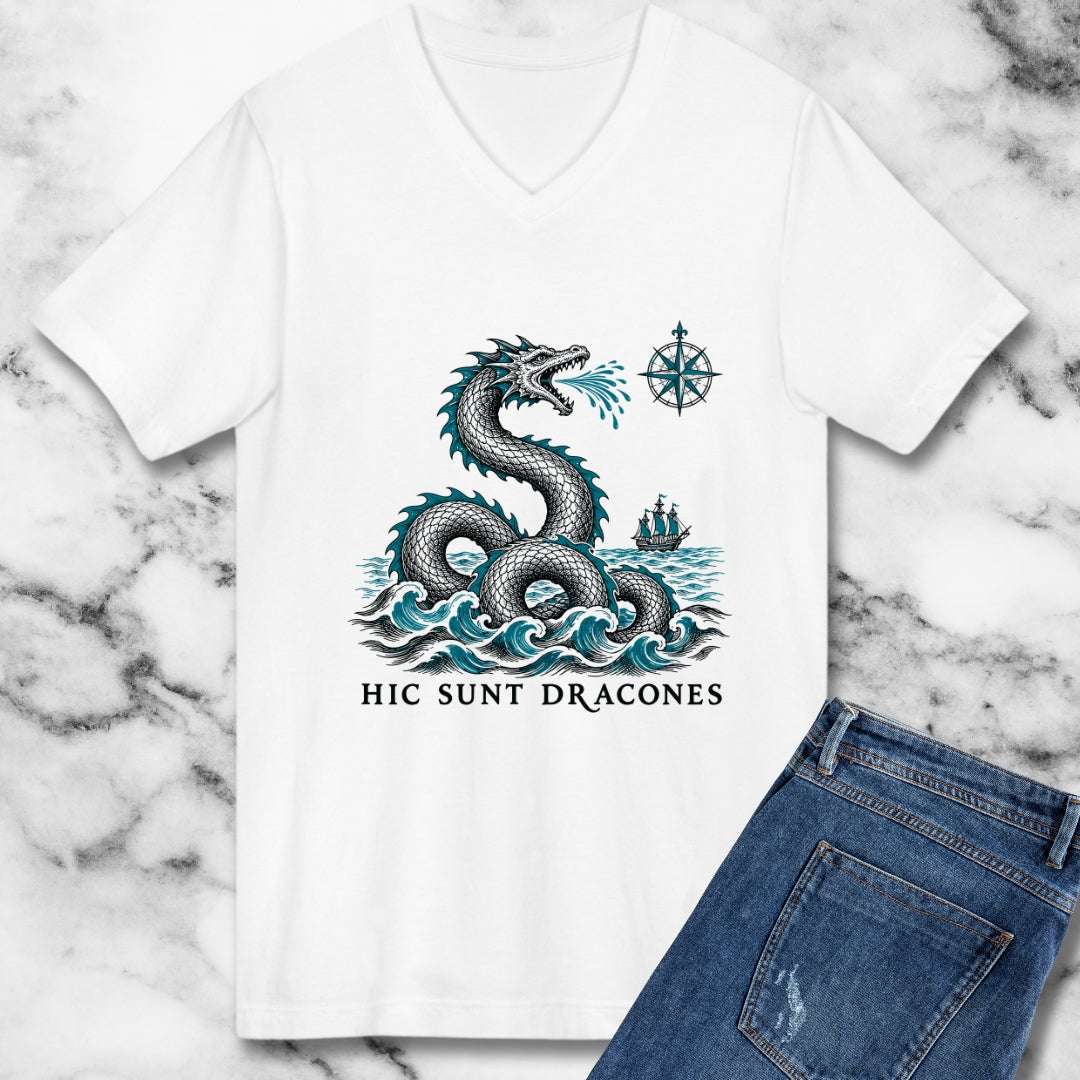 Hic Sunt Dracones Sea Serpent V-neck