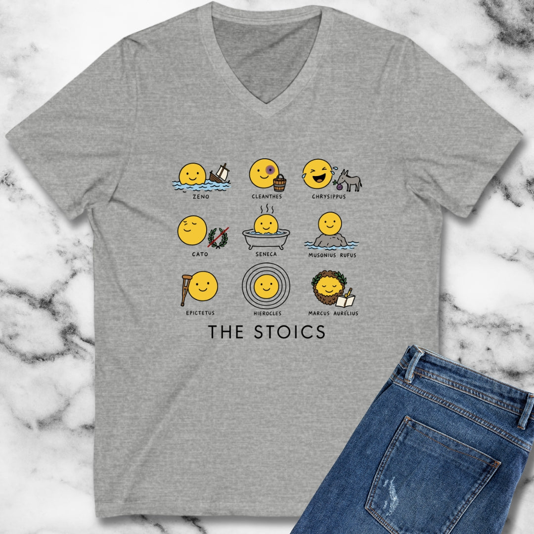 Stoic Smiley Philosophy Grid V-neck