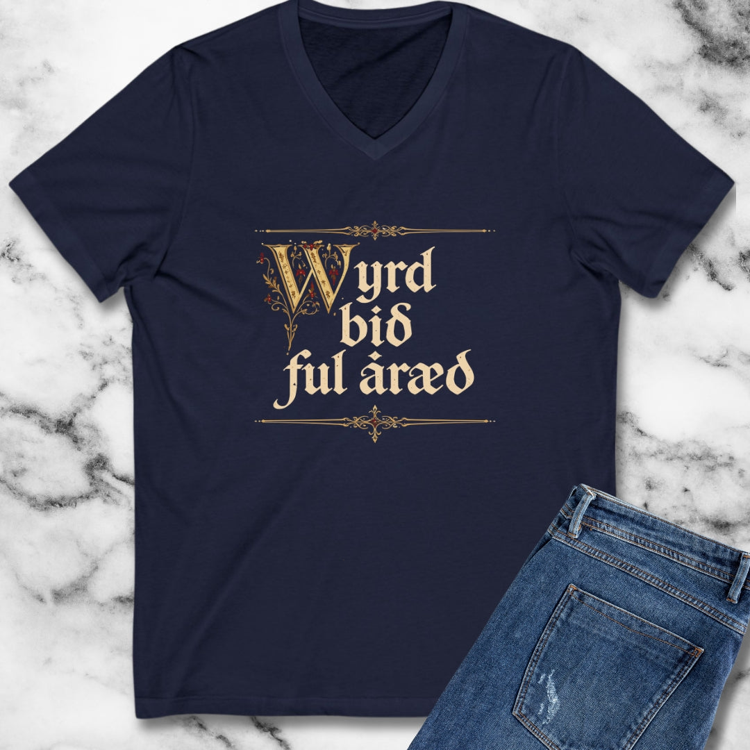 Old English Fate Is Inexorable V-Neck