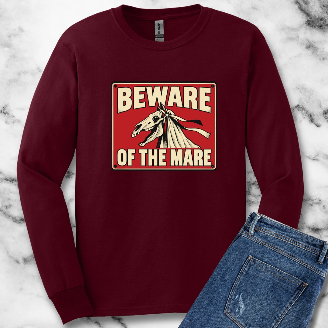 Beware of the Mare Mari Lwyd Unisex Long Sleeve Tee