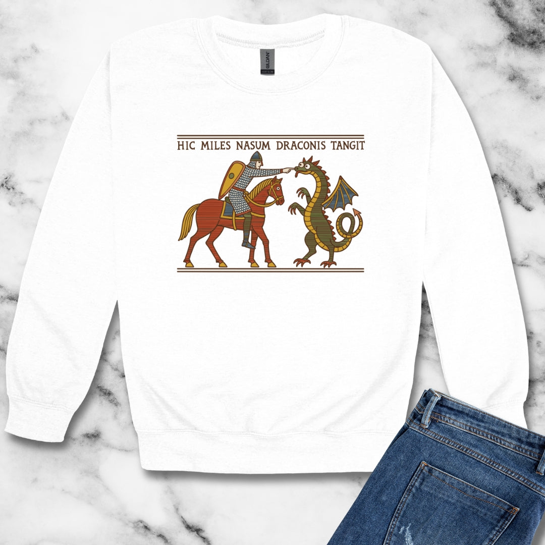 Bayeux Tapestry Knight Boops Dragon Unisex Heavy Crewneck Sweatshirt