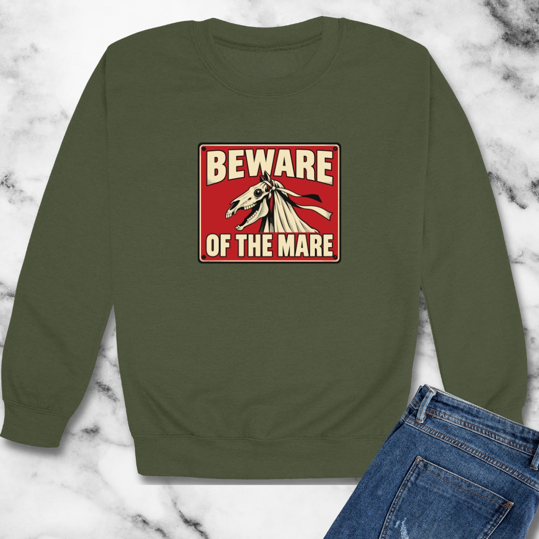 Beware of the Mare Mari Lwyd Unisex Heavy Crewneck Sweatshirt