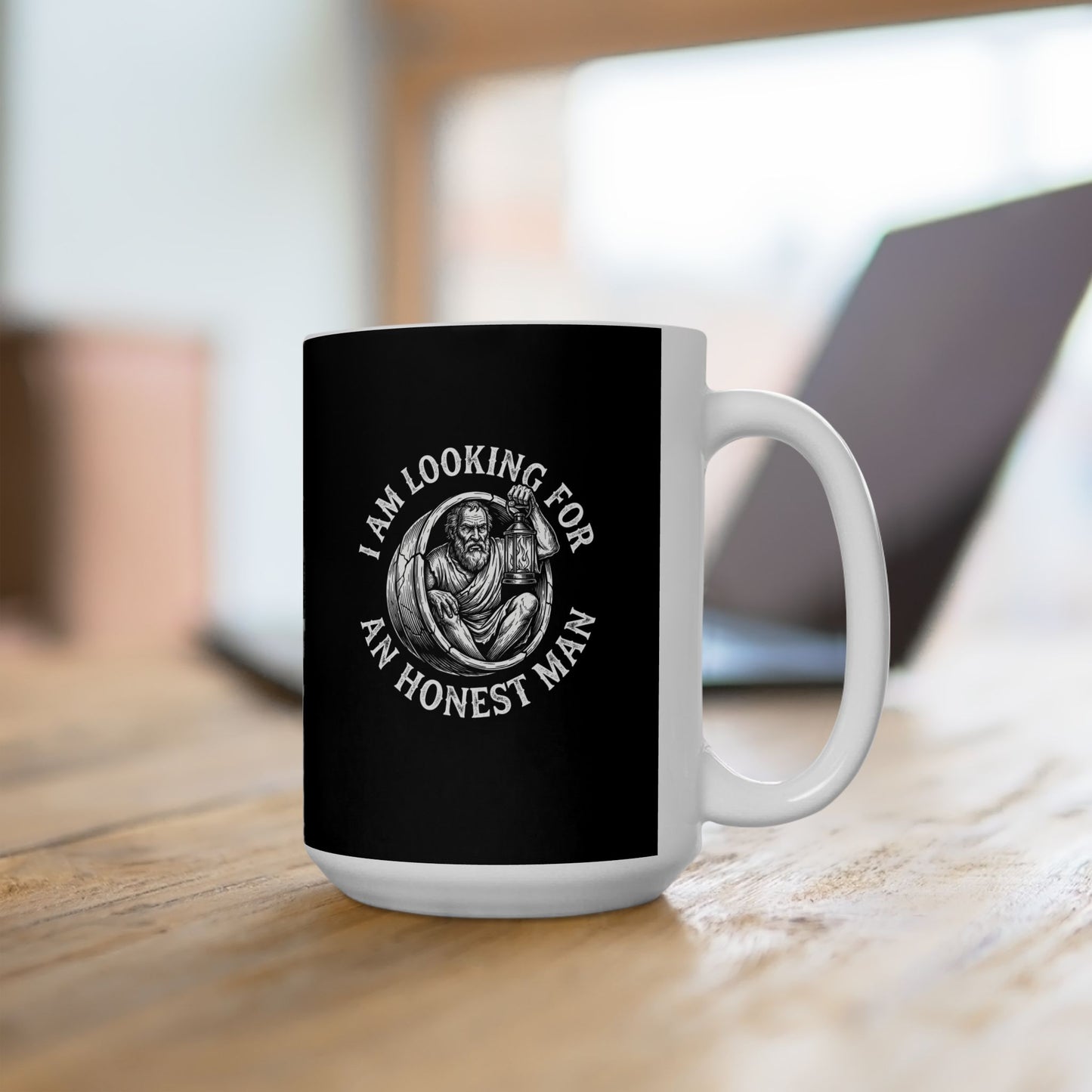 Diogenes of Sinope Looking for Honest Man Quote Ceramic Mug, (11oz, 15oz)