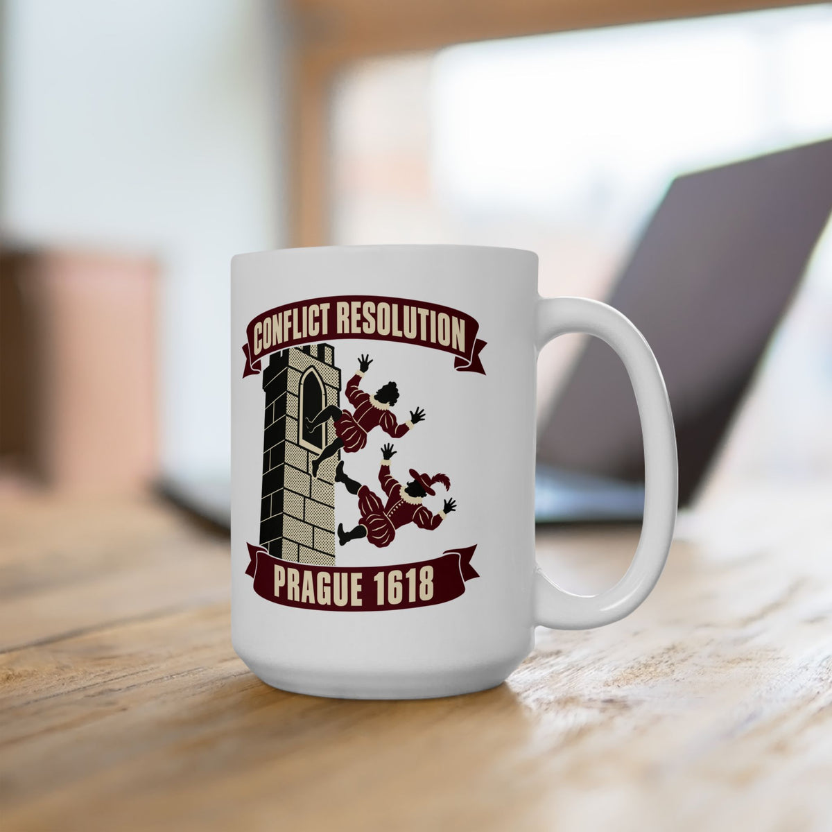 Prague Defenestration Conflict Resolution Poster Ceramic Mug, (11oz, 15oz)