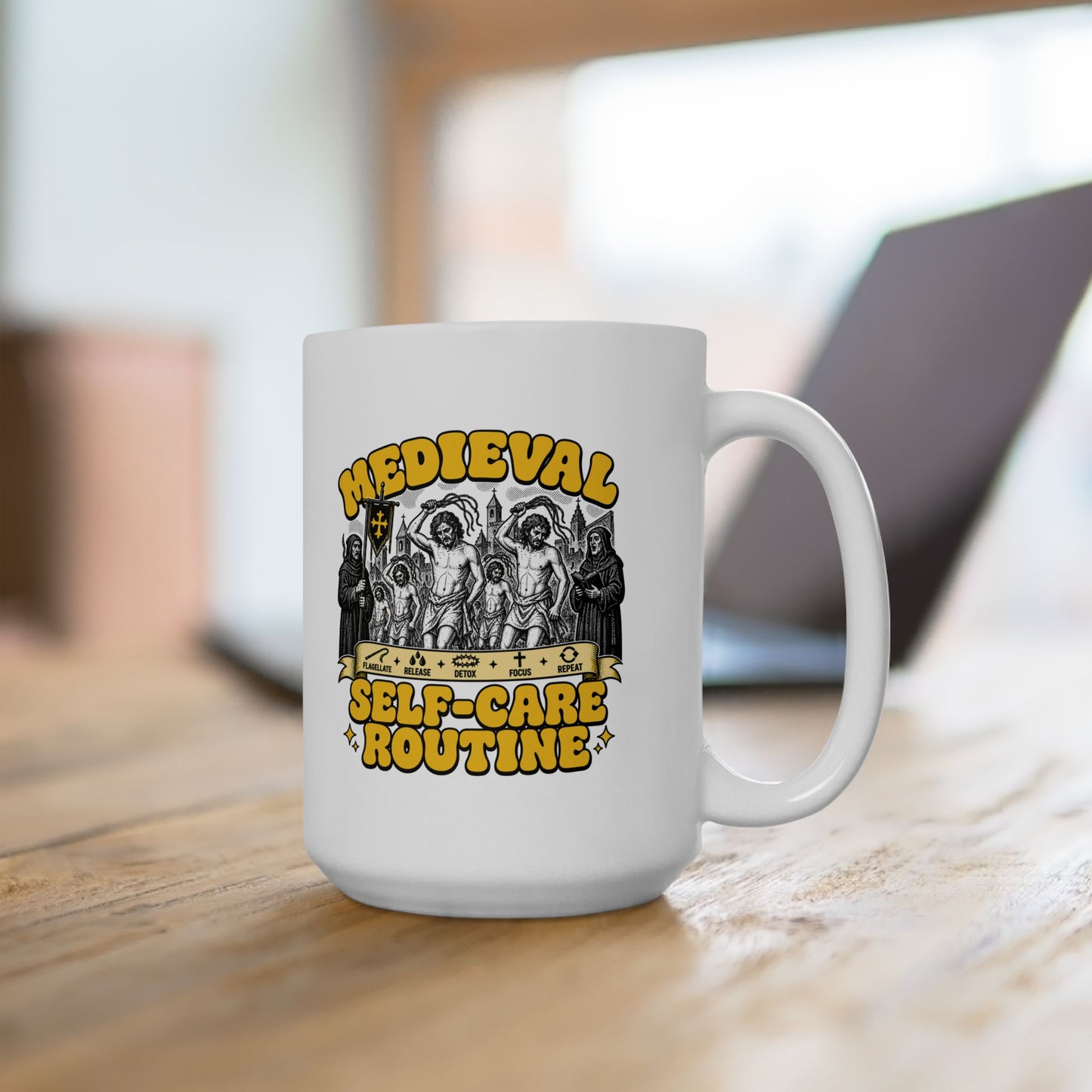 Flagellants Medieval Self Care Ceramic Mug, (11oz, 15oz)