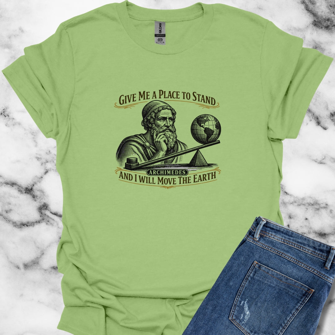 Archimedes Move Earth Quote Unisex Lightweight T-Shirt