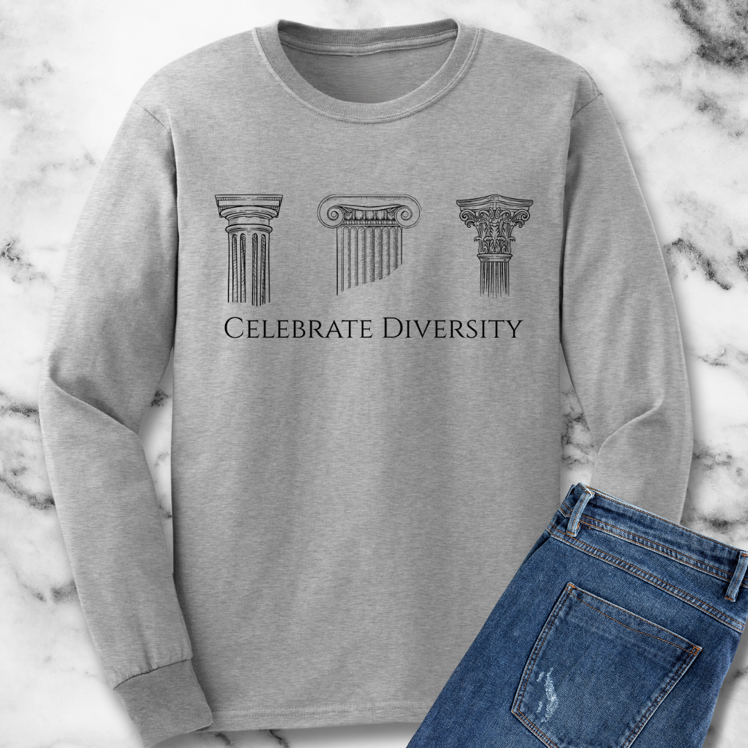 Celebrate Diversity Greek Columns Doric Ionic Corinthian Unisex Long Sleeve Tee