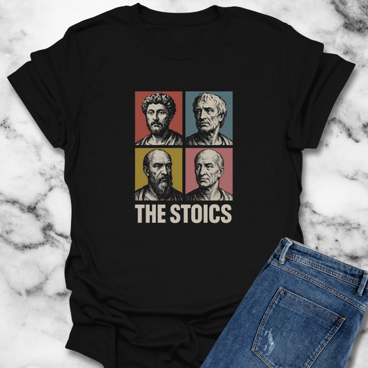 Pop Art Stoics Marcus Aurelius, Epictetus, Seneca, Cato the Younger T-Shirt