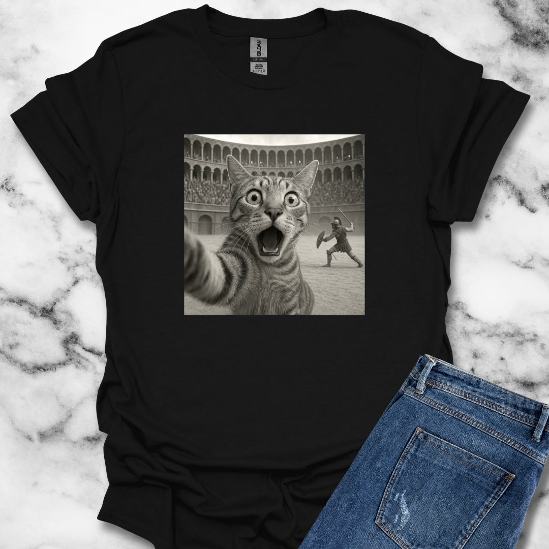Cat Selfie Roman Gladiator Colosseum T-Shirt