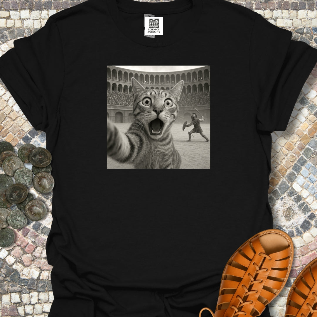 Cat Selfie Roman Gladiator Colosseum T-Shirt