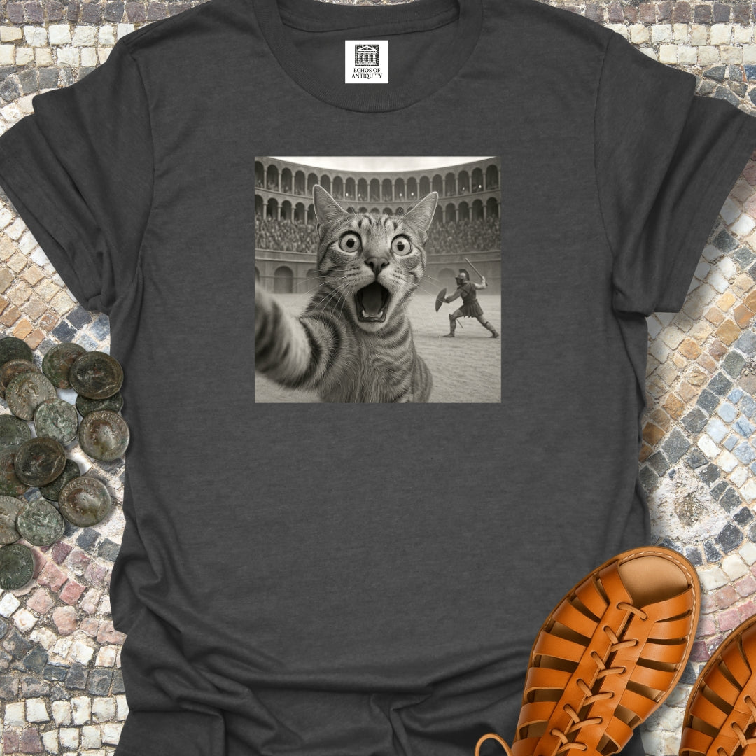 Cat Selfie Roman Gladiator Colosseum T-Shirt