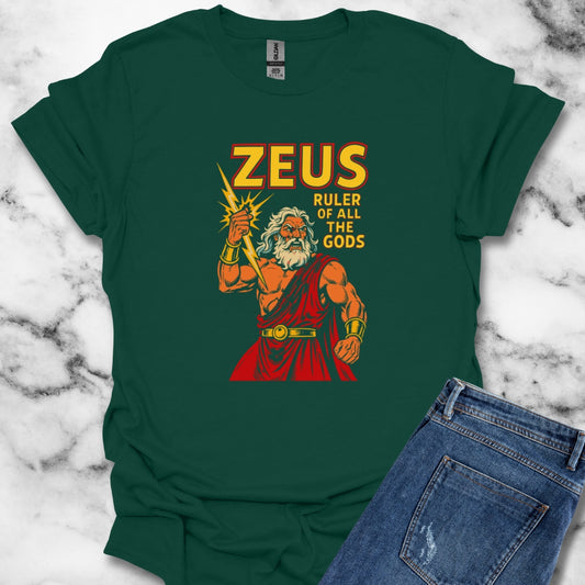 Zeus Ruler of All the Gods Comic Book Style T-Shirt
