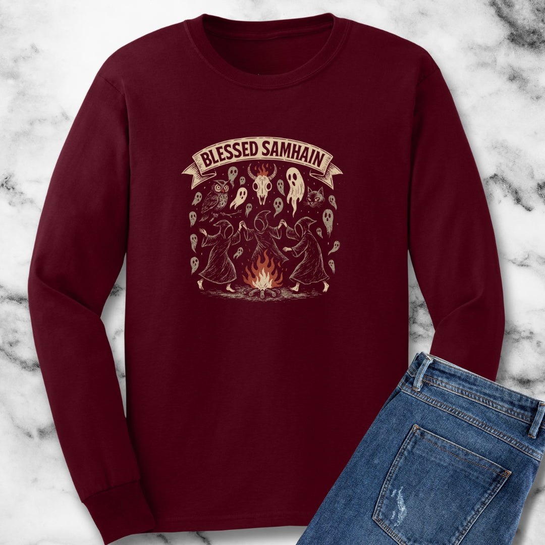 Blessed Samhain Pagan Halloween Unisex Long Sleeve Tee