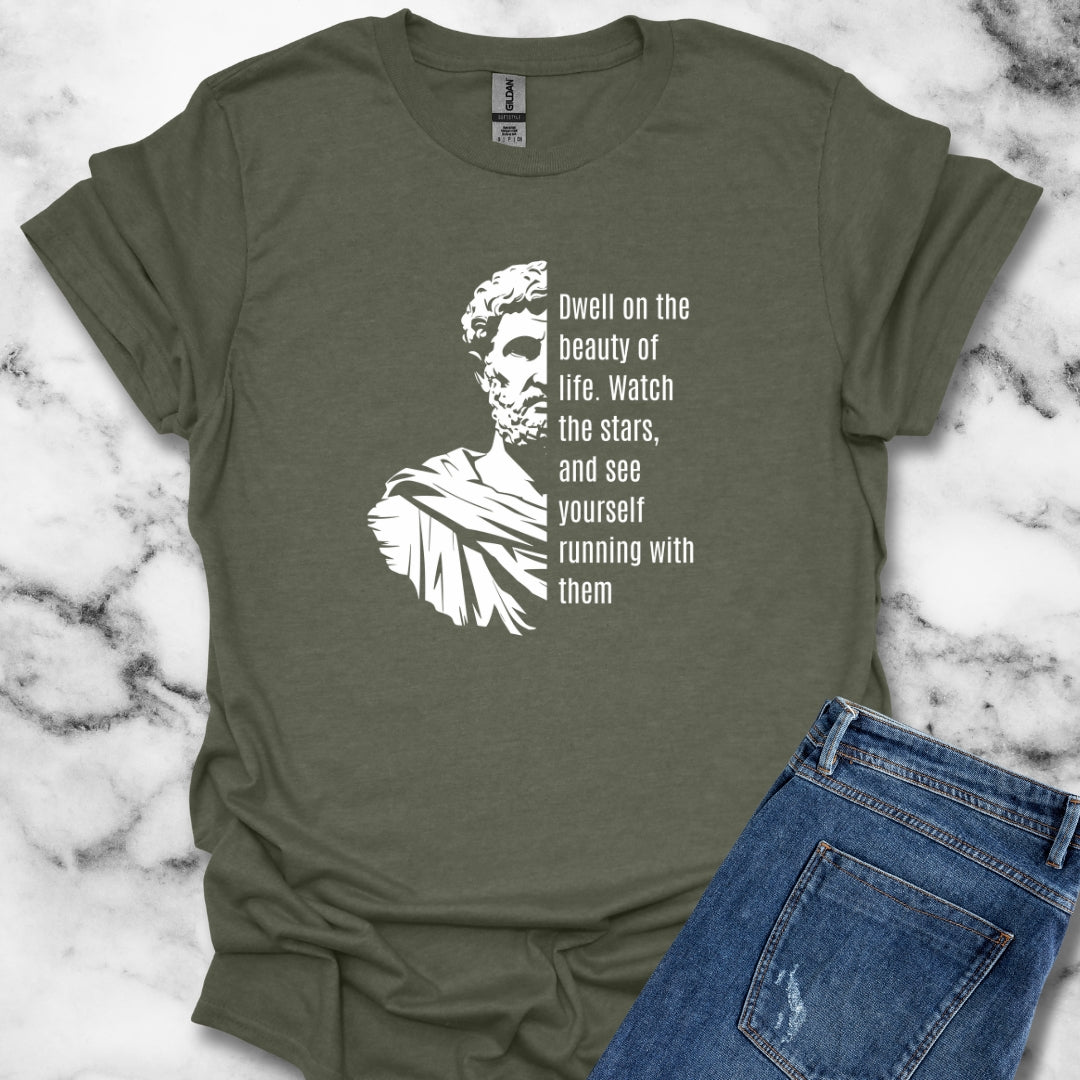 Running with the Stars Marcus Aurelius Stoic Quote T-Shirt
