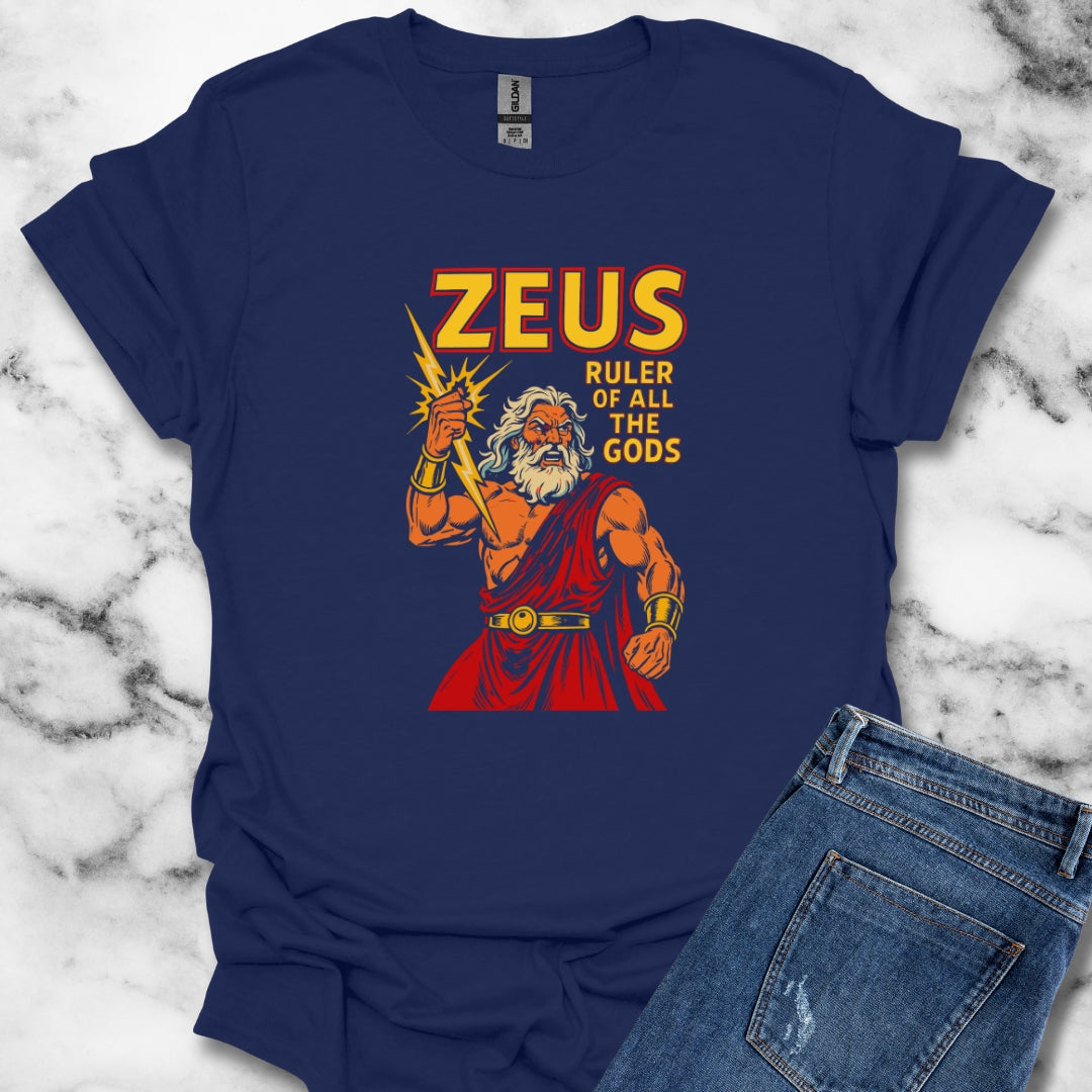 Zeus Ruler of All the Gods Comic Book Style T-Shirt