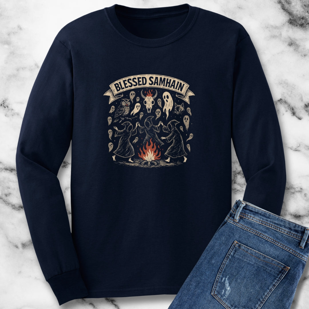 Blessed Samhain Pagan Halloween Unisex Long Sleeve Tee