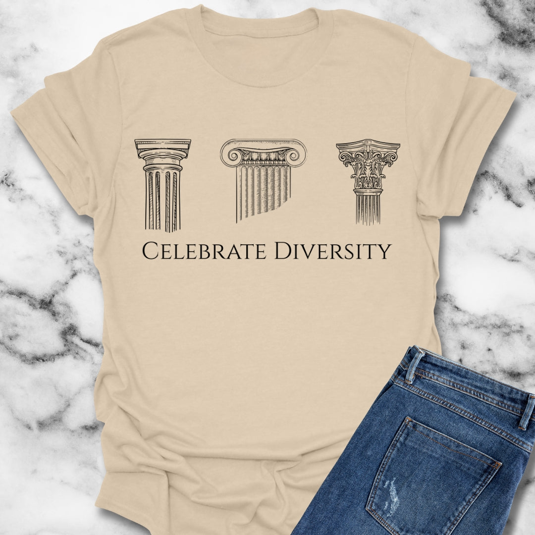 Celebrate Diversity Ancient Greek Columns Ionic Doric Corinthian T-Shirt